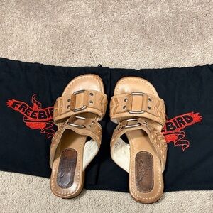 Freebird Brown Leather Slide Sandals